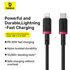 Kábel Baseus Dura USB-C/Lightning, 20W, 1m čierny/červený

 obrázok produktu 9 z 16
