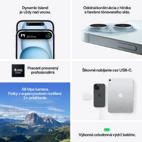 Mobilný telefón Apple iPhone 15 256 GB modrý 

 obrázok produktu 7 z 9