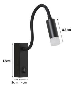 Nástenné svietidlo IMMAX GOAL LED, vypínač, 3W čierne

 obrázok produktu 2 z 8