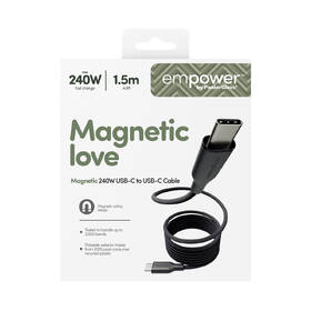 Kábel PanzerGlass empower USB-C/USB-C, 240 W, magnetický, 1,5m čierny

 obrázok produktu 5 z 5