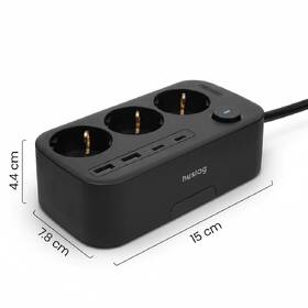 Kábel predlžovací Huslog 15W 3xzásuvka, 2xUSB-C, 2xUSB, 1x držiak na telefón čierny

 obrázok produktu 9 z 9