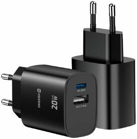Nabíjačka do siete Swissten EDGE GaN 1x USB-C PD 20W/1x USB-A 18W QC čierna

 obrázok produktu 4 z 9