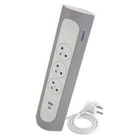 Kábel predlžovací Legrand 3x zásuvka, USB, 1m biely/hliník

 obrázok produktu 3 z 8