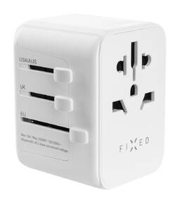 Cestovný adaptér FIXED pre EU, UK a USA/AUS, s 1xUSB-C a 2xUSB výstupom, GaN, PD 30W biely

 obrázok produktu 1 z 11