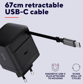 Nabíjačka do siete Trust MAXO Retractable 65W, USB-C čierny

 obrázok produktu 9 z 11