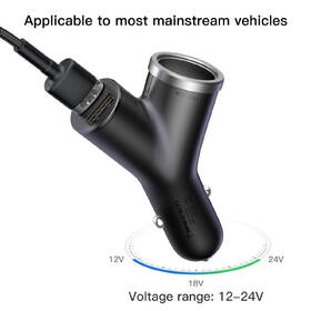 Adaptér do auta Baseus Y-type 2x USB + zapaľovač, 3.4A čierny

 obrázok produktu 1 z 7