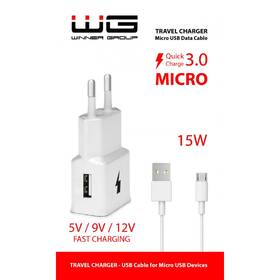Nabíjačka do siete WG 1xUSB, QC 3.0 + Micro USB kabel biela

 obrázok produktu 1 z 1