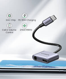 Redukcia UGREEN USB-C/USB-C PD + 3.5mm Jack sivá

 obrázok produktu 12 z 12