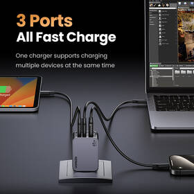 Nabíjačka do siete UGREEN Nexode Pro 65W GaN, 2x USB-C, 1xUSB-A strieborná

 obrázok produktu 1 z 8