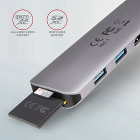USB Hub Axagon USB 3.2 Gen 1 húb, 2x USB-A, HDMI, SD/microSD slot, PD 100W, kábel USB-C 20cm sivý

 obrázok produktu 2 z 7