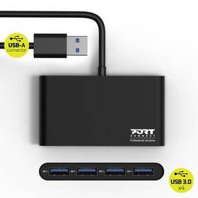 USB Hub PORT CONNECT USB-A , 4x USB 3.0 čierny

 obrázok produktu 2 z 4