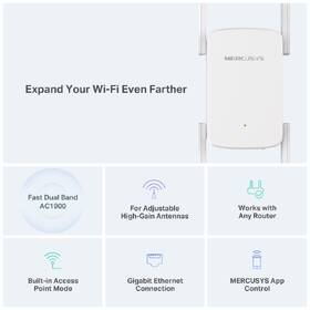 Wi-Fi extender Mercusys ME50G, AC1900 biely

 obrázok produktu 2 z 9