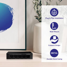 Switch Strong SW5000M 5-Port Gigabit kovový

 obrázok produktu 9 z 12