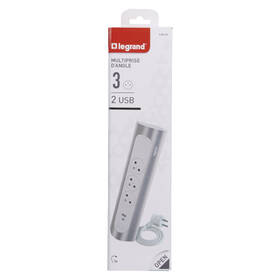Kábel predlžovací Legrand 3x zásuvka, USB, 1m biely/hliník

 obrázok produktu 8 z 8