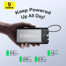 Powerbank Baseus Bipow 2 20000mAh 20W s káblom USB-C čierny

 obrázok produktu 11 z 16