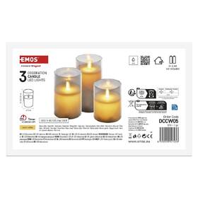 LED dekorácie EMOS 3x vosková sviečka v skle, 3LED, teplá biela, časovač 

 obrázok produktu 3 z 6