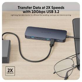 USB Hub HyperDrive EcoSmart Gen.2 Dual HDMI USB-C 11-in-1 140W PD3.1 Pass-thru 

 obrázok produktu 3 z 7