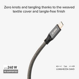 Kábel SBS USB-C/USB-C, PD, 240 W, 1 m sivý

 obrázok produktu 2 z 4