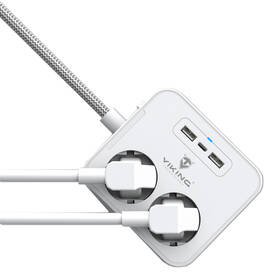 Kábel predlžovací Viking AC23, 2x zásuvka, 2x USB, 1x USB-C, 1,5m biely

 obrázok produktu 2 z 7