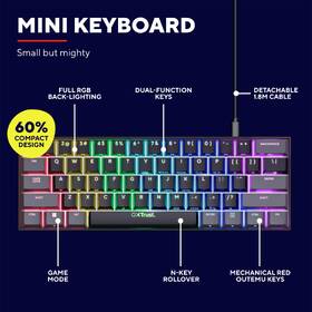 Klávesnica Trust GXT 867 Acira 60 Mini, US layout čierna

 obrázok produktu 9 z 13