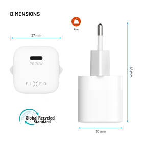 Nabíjačka do siete FIXED Mini, PD 20W, 1xUSB-C + USB-C/USB-C kabel, 1,2m biela

 obrázok produktu 9 z 10