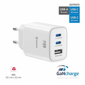 Nabíjačka do siete Swissten EDGE GaN 2x USB-C PD 65W/1x USB-A 18W QC biela

 obrázok produktu 3 z 5