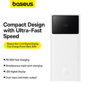 Powerbank Baseus Star-Lord 20000mAh 30W 2xUSB/USB-C biely

 obrázok produktu 9 z 16