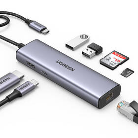 USB Hub UGREEN 7-in-1 4K HDMI USB-C sivý

 obrázok produktu 1 z 8