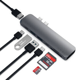 USB Hub Satechi USB-C PRO Hub (HDMI 4K, PassThroughCharging, 2x USB 3.0, 2xSD, ThunderBolt 3) sivý

 obrázok produktu 8 z 9