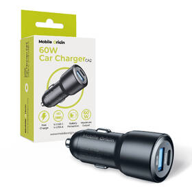 Adaptér do auta Mobile Origin 1x USB-A/1x USB-C 60W čierny

 obrázok produktu 11 z 11