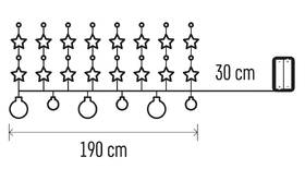 Vianočné osvetlenie EMOS 20 LED girlanda - zlaté gule s hviezdami, 1,9 cm, 2x AA, vnútorná, teplá biela 

 obrázok produktu 3 z 3