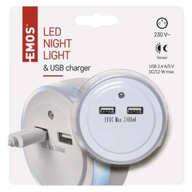 Nočné svetlo EMOS do zásuvky s 2× USB 

 obrázok produktu 5 z 5
