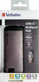 USB Hub Verbatim USB-C/3xUSB 3.0, HDMI, SD, MicroSD, RJ45 sivý

 obrázok produktu 5 z 5