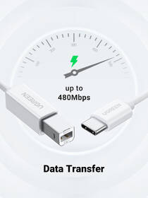 Kábel UGREEN USB-C/USB 2.0 B, 1,5m biely

 obrázok produktu 2 z 5
