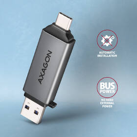 Čítačka pamäťových kariet Axagon CRE-DAC, USB-C + USB-A, SD/microSD, UHS-I čierna

 obrázok produktu 4 z 5