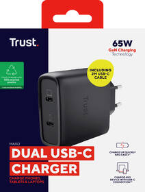 Nabíjačka do siete Trust MAXO 65W 2-Port GaN, USB-C čierny

 obrázok produktu 5 z 12