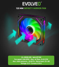 Ventilátor Evolveo 120UX-M, 120mm, ARGB, master čierny

 obrázok produktu 1 z 1