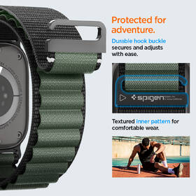 Remienok Spigen Fabric na Apple Watch 49/46/45/44mm čierny/zelený

 obrázok produktu 13 z 15