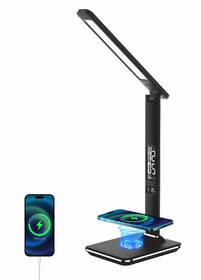 Stolná lampa IMMAX Kingfisher s bezdrôtovým nabíjaním Qi a USB, 8,5 W čierna

 obrázok produktu 2 z 8