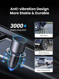 Adaptér do auta UGREEN 2×USB-C, USB, 75 W sivý

 obrázok produktu 4 z 5