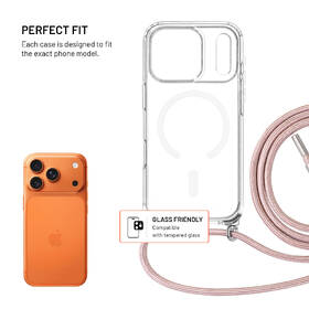 Kryt na mobil FIXED MagPure Neck s ružovou šnúrkou na krk na Apple iPhone 17 Pro priehľadný

 obrázok produktu 1 z 8