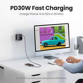 Nabíjačka do siete UGREEN 1x AC, 2x USB, 1x USB-C, 30W sivá

 obrázok produktu 4 z 9