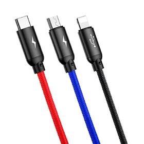 Kábel Baseus 3v1 USB/microUSB+Lightning+USB-C, 3,5A, 1,2m čierny

 obrázok produktu 1 z 6