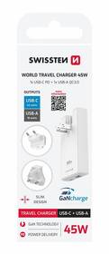 Cestovný adaptér Swissten GaN USB-C + USB-A, 45W (US, EU, UK) biely

 obrázok produktu 5 z 5