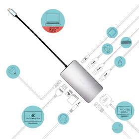 USB Hub i-tec USB-C/3x USB 3.1, RJ45, 3,5mm jack, SD, Micro SD, HDMI, VGA, USB-C PD 100W 

 obrázok produktu 2 z 3