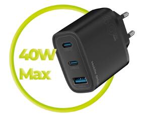 Nabíjačka do siete Mobile Origin GaN 40W MO13, 1x USB-A,  2xUSB-C čierna

 obrázok produktu 10 z 12