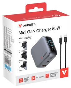 Cestovný adaptér Verbatim Mini GaN LCD, 2x USB-C PD 65 W, 1x USB-A QC 3.0 čierny

 obrázok produktu 9 z 9