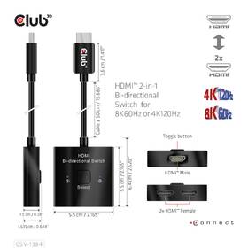 Redukcia Club3D HDMI / 2x HDMI 2v1, 8K60Hz, 4K120Hz čierna

 obrázok produktu 4 z 6
