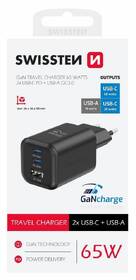 Nabíjačka do siete Swissten GAN 2x USB-C 65W PD + 1x USB-A 18W QC čierna

 obrázok produktu 1 z 1