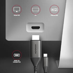 Kábel Axagon USB-C / HDMI 2.0, 1.8m, 4K/60Hz HDR10 čierny

 obrázok produktu 3 z 8